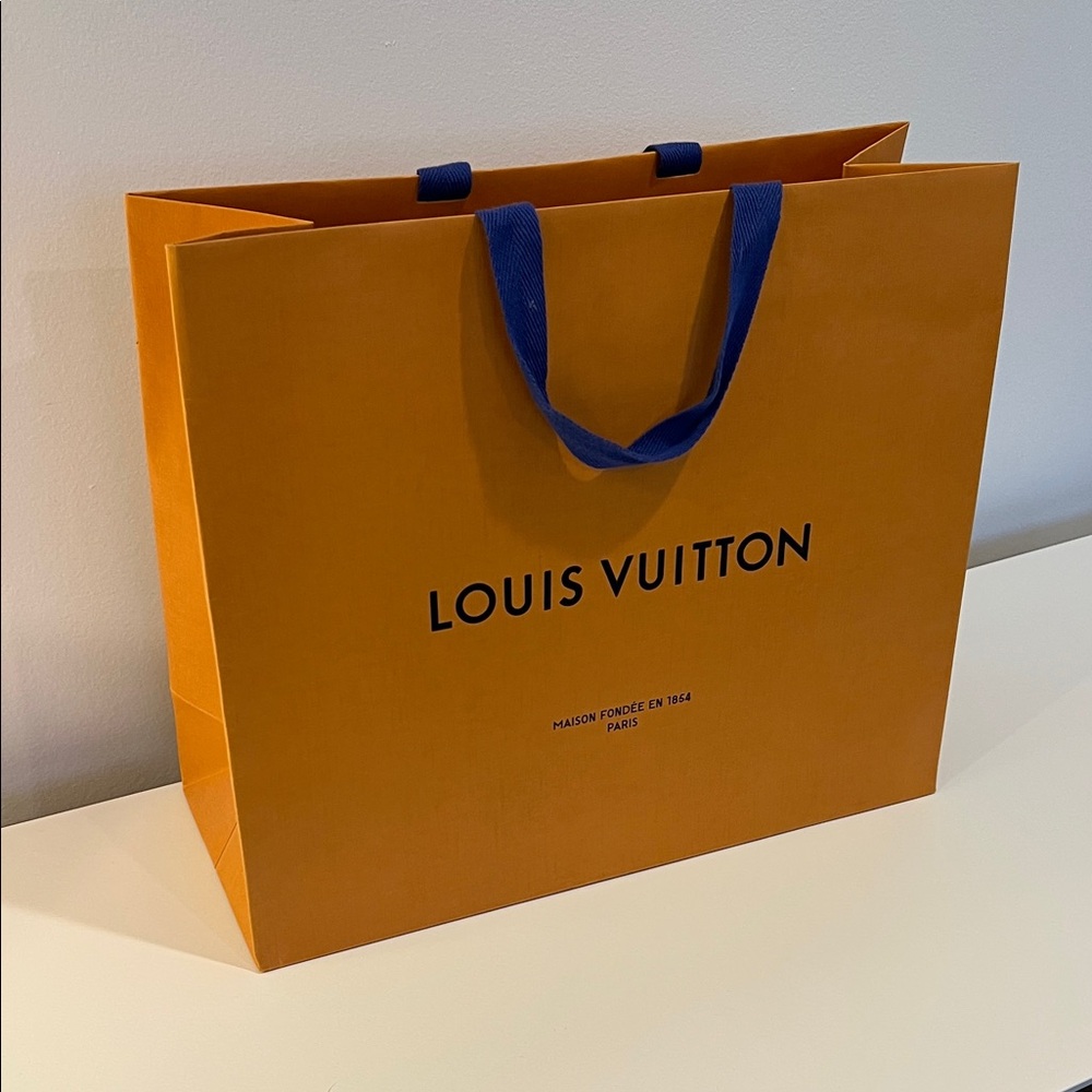 Louis Vuitton Bold Orange Tote with Blue Handles